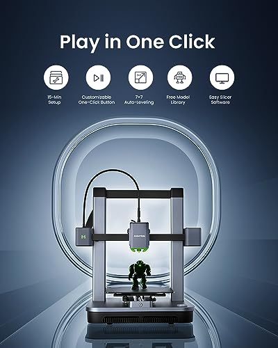 AnkerMake M5C 3D Printer, 500 mm/s High-Speed Printing, All-Metal Hotend, Supports 300℃ Printing, Control via Multi-Device, Intuitive, 7×7 Auto-Leveling, 220×220×250 mm Print Volume