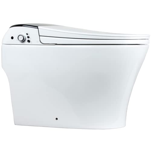 EUROTO [Newest 2023] One-Piece Dual Flush, Integrated Bidet and Toilet, Luxury Auto Open and Close Lid Heated Seat, Warm Dryer and Air Deodorizer, White (2022 Foot Feel Flip Flap Smart Toilet)