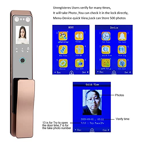 ZLXDP Smart 3D Face Recognition Door Lock Built in Rechargeable Lithium Battery Automatic Control Palm Print Lock for Home (Size : Only The Lock)