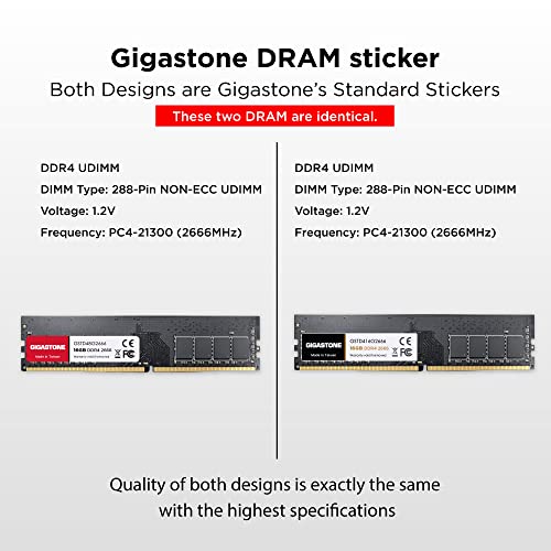 【DDR4 RAM】 Gigastone Desktop RAM 32GB (2x16GB) DDR4 32GB DDR4-2666MHz PC4-21300 CL19 1.2V 288 Pin Unbuffered Non ECC UDIMM for PC Computer Desktop Memory Module (Desktop ONLY)