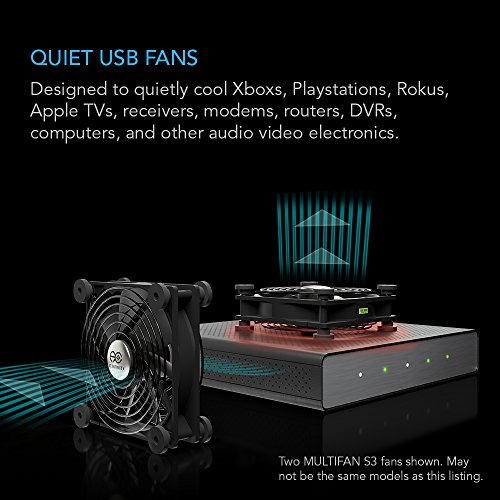 AC Infinity MULTIFAN S7, Quiet Dual 120mm USB Fan, UL-Certified for Receiver DVR Playstation Xbox Computer Cabinet Cooling