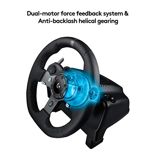 Logitech G920 Driving Force Racing Wheel and Floor Pedals, Real Force Feedback, Stainless Steel Paddle Shifters, Leather Steering Wheel Cover for Xbox Series X|S, Xbox One, PC, Mac - Black