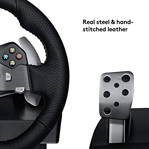 Logitech G920 Driving Force Racing Wheel and Floor Pedals, Real Force Feedback, Stainless Steel Paddle Shifters, Leather Steering Wheel Cover for Xbox Series X|S, Xbox One, PC, Mac - Black