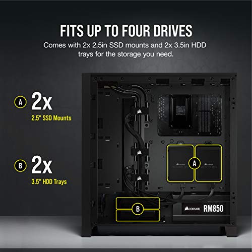 Corsair 4000D Airflow Tempered Glass Mid-Tower ATX PC Case - Black