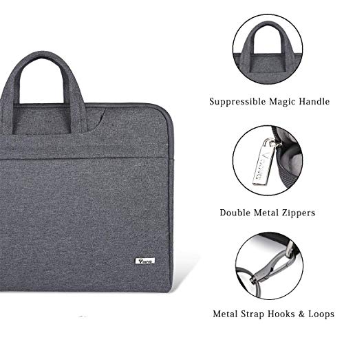 Voova Laptop Bag 17 17.3 inch Water-resistant Laptop Sleeve Case with Shoulder Straps & Handle/Notebook Computer Case Briefcase Compatible with MacBook/Acer/Asus/Hp, Grey