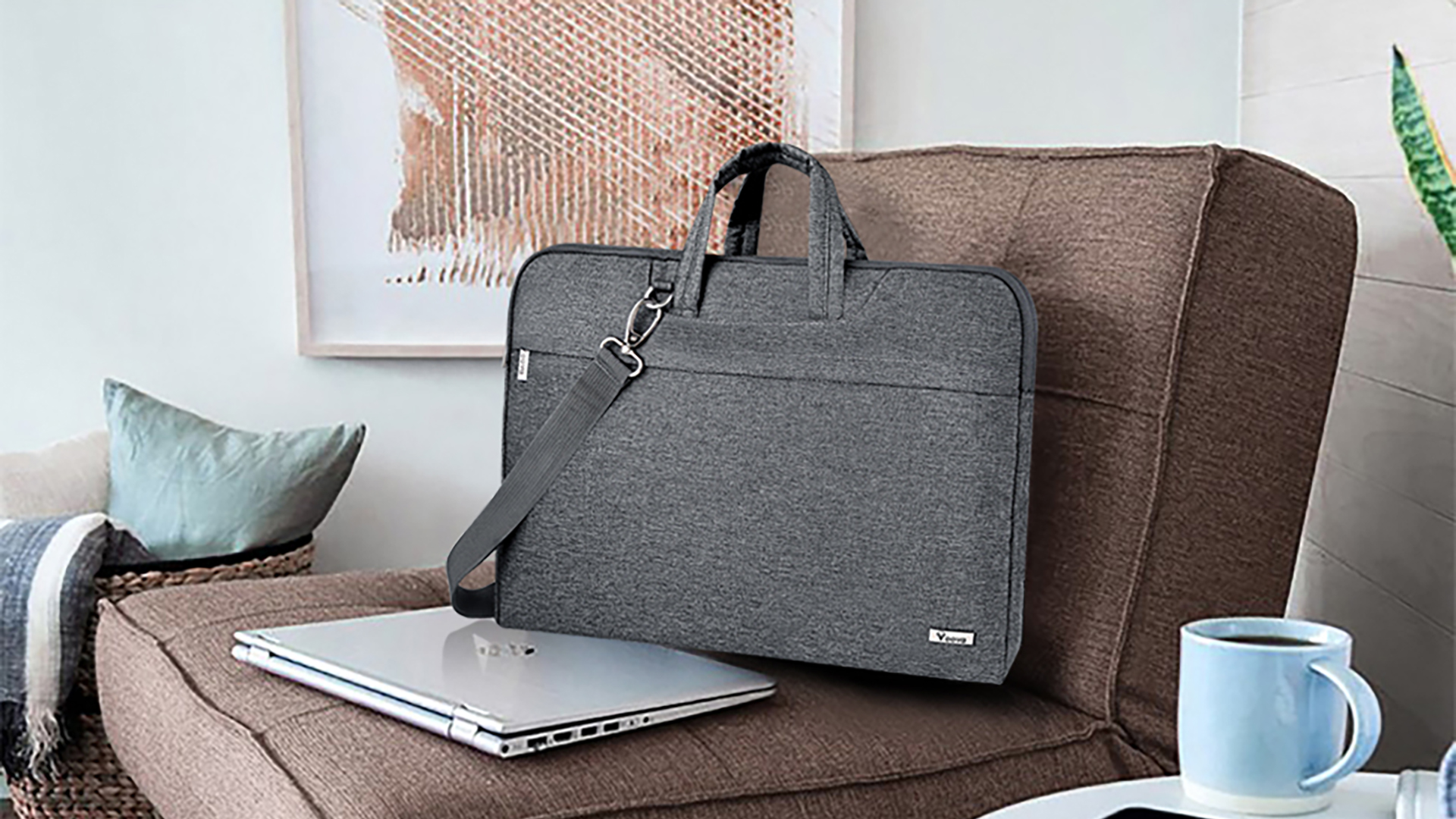 Voova Laptop Bag 17 17.3 inch Water-resistant Laptop Sleeve Case with Shoulder Straps & Handle/Notebook Computer Case Briefcase Compatible with MacBook/Acer/Asus/Hp, Grey