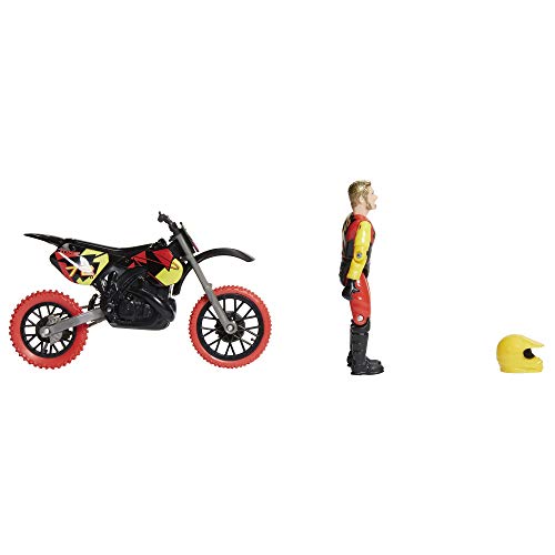 MXS Motocross Bike Toys Moto Extreme Sports, Bike & Rider with SFX Sounds by Jakks Pacific Action Figure Playsets - #72 Red & Yellow Rider, for Kids Ages 5+, Model:405042