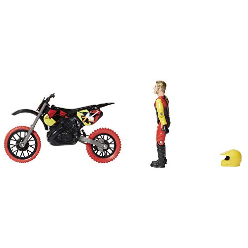 MXS Motocross Bike Toys Moto Extreme Sports, Bike & Rider with SFX Sounds by Jakks Pacific Action Figure Playsets - #72 Red & Yellow Rider, for Kids Ages 5+, Model:405042