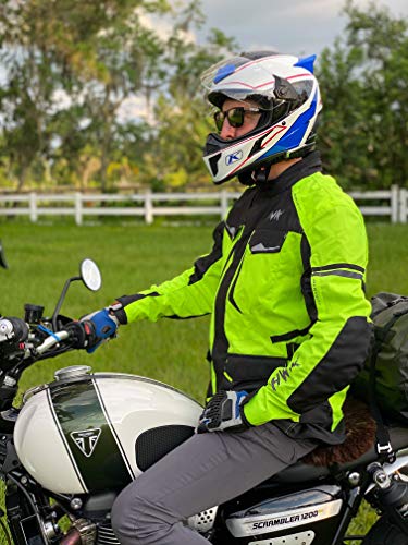 HWK Motorcycle Jacket for Men Adventure/Touring with Cordura Textile Fabric for Motorbike Riding and Impact Protection Armor