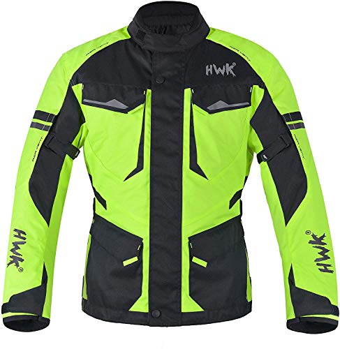 HWK Motorcycle Jacket for Men Adventure/Touring with Cordura Textile Fabric for Motorbike Riding and Impact Protection Armor