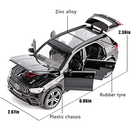 WAKAKAC 1/32 Scale Benz AMG GLE 63S SUV Toy Car, Alloy Diecast Collectible Pull Back Car Model with Light and Sound Toy Vehicles for Adults Boys Girls Gift Toy(Black)