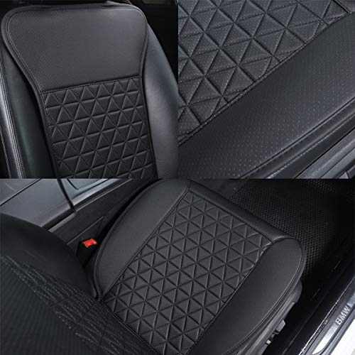 Black Panther 1 Pair Luxury PU Car Seat Covers Protectors for Front Seats, Triangle Pattern, Compatible with 95% Cars (Sedan/SUV/Pickup/Van) - Black