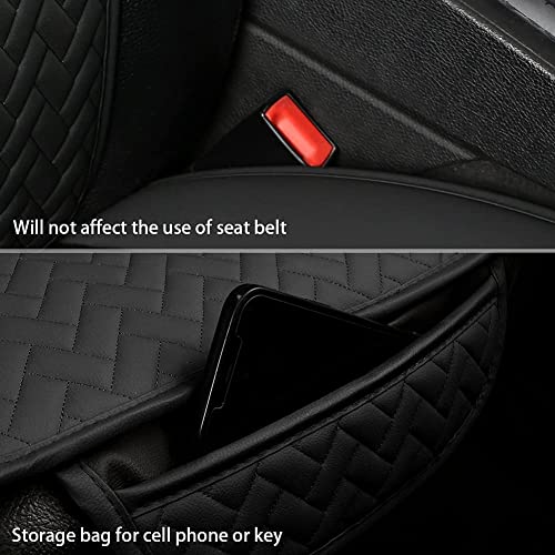 West Llama Black Car Seat Covers Full Set for Front and Rear Seats, Luxury PU Leather Car Seat Protectors Pads Universal Fit Most Car SUV Pick-up Truck, Waterproof and Wear-Resistant