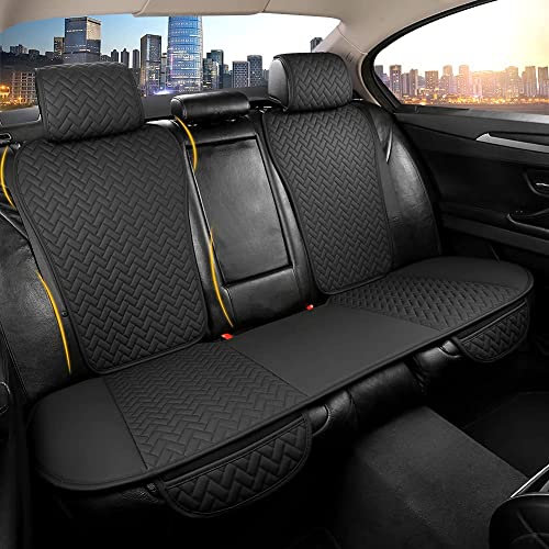 West Llama Black Car Seat Covers Full Set for Front and Rear Seats, Luxury PU Leather Car Seat Protectors Pads Universal Fit Most Car SUV Pick-up Truck, Waterproof and Wear-Resistant