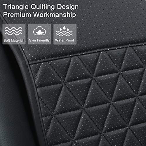 Black Panther 1 Pair Luxury PU Car Seat Covers Protectors for Front Seats, Triangle Pattern, Compatible with 95% Cars (Sedan/SUV/Pickup/Van) - Black