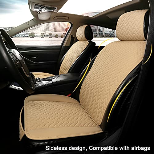 West Llama Car Seat Covers Full Set for Front and Rear Seats Luxury PU Leather Car Seat Protectors Pads Universal Fit Most Car SUV Pick-up Truck Waterproof Beige