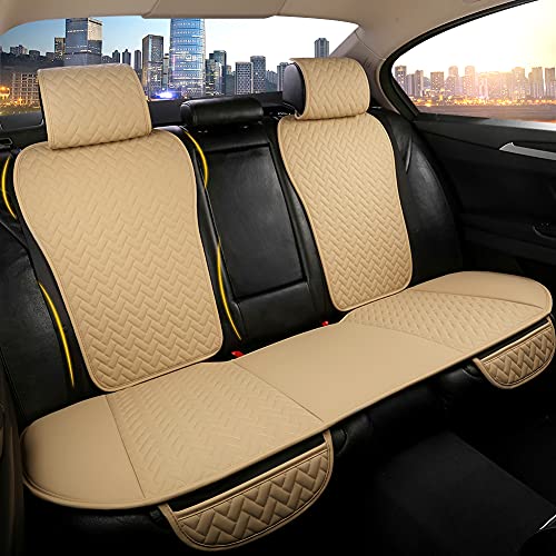 West Llama Car Seat Covers Full Set for Front and Rear Seats Luxury PU Leather Car Seat Protectors Pads Universal Fit Most Car SUV Pick-up Truck Waterproof Beige