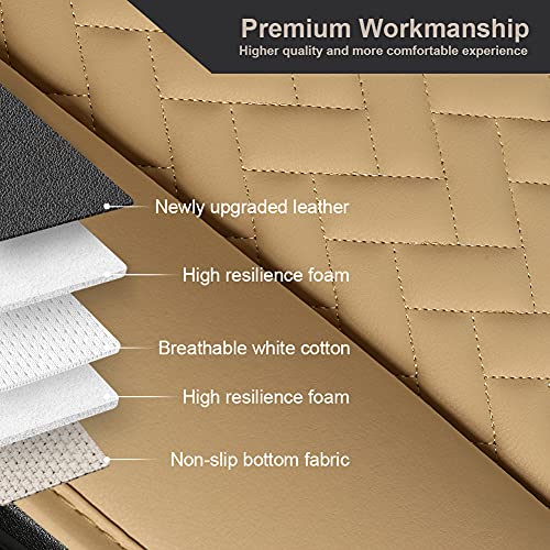 West Llama Car Seat Covers Full Set for Front and Rear Seats Luxury PU Leather Car Seat Protectors Pads Universal Fit Most Car SUV Pick-up Truck Waterproof Beige