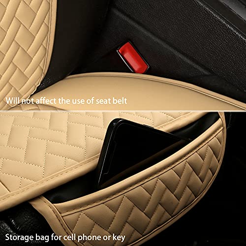 West Llama Car Seat Covers Full Set for Front and Rear Seats Luxury PU Leather Car Seat Protectors Pads Universal Fit Most Car SUV Pick-up Truck Waterproof Beige