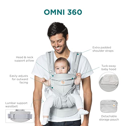 Ergobaby Omni 360 All-Position Baby Carrier for Newborn to Toddler with Lumbar Support & Cool Air Mesh (7-45 Lb), Khaki Green