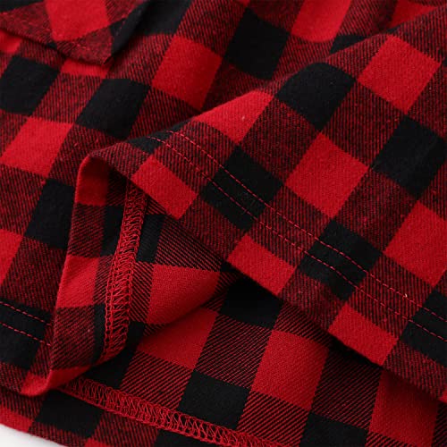 SCORVI Toddler Girls Dress Autumn/Winter Cotton Long Sleeve Plaid Dress 2-7T