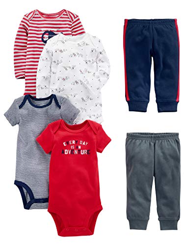 Simple Joys by Carter s Baby Boys  6-Piece Bodysuits (Short and Long Sleeve) and Pants Set