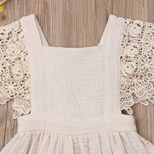 Toddler Baby Girl Infant Comfy Cotton Linen Lace Princess Overall Dress Sundress