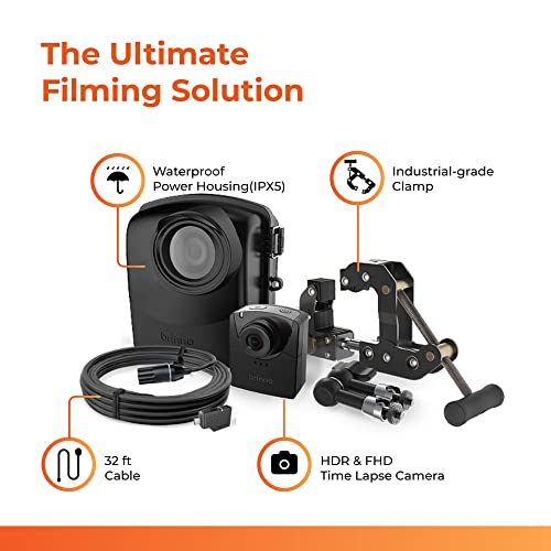 Brinno BCC2000 Plus Construction Camera Bundle | Includes: Full HD TLC2000 Time Lapse Camera, 32-ft Extender Kit, Clamp Mount & Waterproof Case | 1-Year Battery (2-Pack)