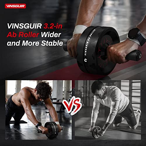 Vinsguir Ab Roller for Abs Workout, Ab Roller Wheel Exercise Equipment for Core Workout, Ab Wheel Roller for Home Gym, Ab Workout Equipment for Abdominal Exercise (Black&Red)