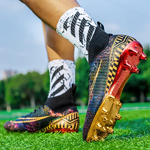 HAIMIAH Men s Women s Soccer Shoes Boys Gold-Soled Spikes Football Shoes Student Grass Training Shoes Outdoor Football Boots Unisex