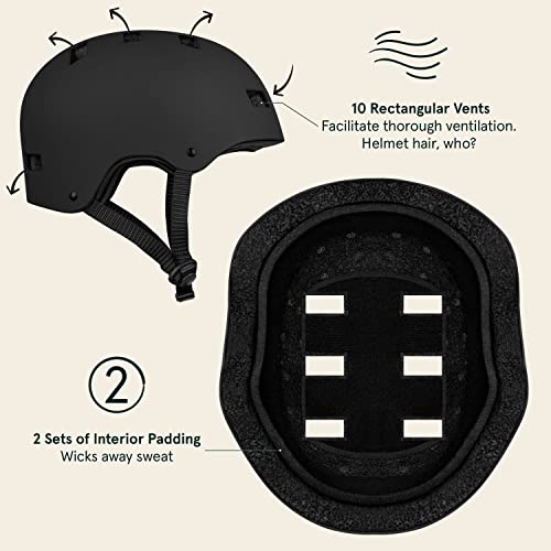 Retrospec Bike-Helmets Retrospec Dakota Bicycle/Skateboard Helmet for Adults - Commuter, Bike, Skate, Scooter, Longboard & Incline Skating - Shock-Absorbing, Highly-Protective & Premium Ventilation-