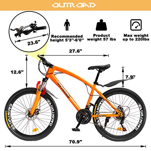 Max4out Mountain Bike 20/26/27.5 Inch Wheel 7/21 Speed Mountain Bicycle for Men and Women, High Carbon Steel Frame Road Bike with Daul Disc Brakes