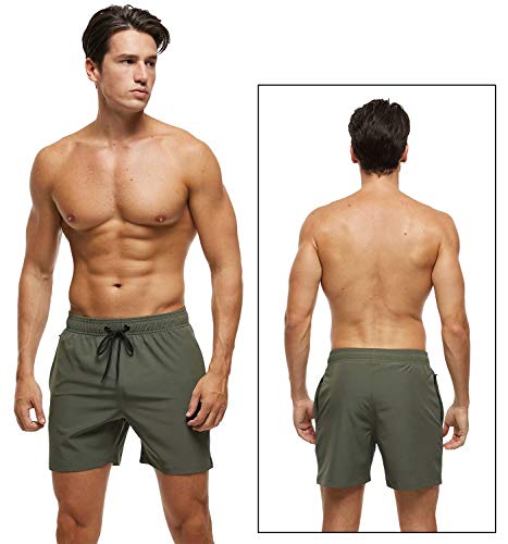 Tyhengta Men s Swim Trunks Quick Dry Beach Shorts with Zipper Pockets and Mesh Lining