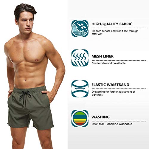 Tyhengta Men s Swim Trunks Quick Dry Beach Shorts with Zipper Pockets and Mesh Lining