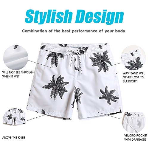 maamgic Mens Quick Dry Printed Short Swim Trunks with Mesh Lining Swimwear Bathing Suits