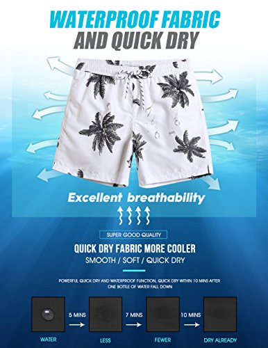 maamgic Mens Quick Dry Printed Short Swim Trunks with Mesh Lining Swimwear Bathing Suits