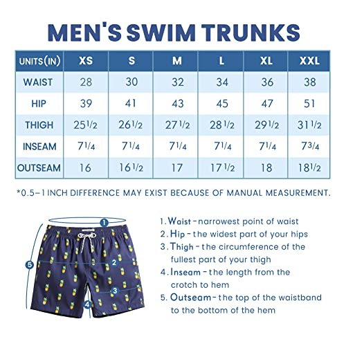 maamgic Mens Quick Dry Printed Short Swim Trunks with Mesh Lining Swimwear Bathing Suits