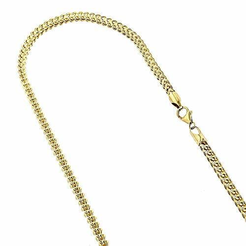 14K REAL Yellow Gold 4.00mm Shiny SOLID Diamond-Cut Round Franco Chain Necklace Or Bracelet for Pendants and Charms with Lobster-Claw Clasp (8.75