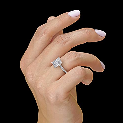 Beverly Hills Jewelers 2 to 6 Carat Emerald Cut Moissanite Engagement Ring for Women - 2/5 Carat Natural Diamond - 14k Gold (G-H/VS, SI, cttw, DEW) Anniversary Promise Ring Size 4 to 11 Made in USA