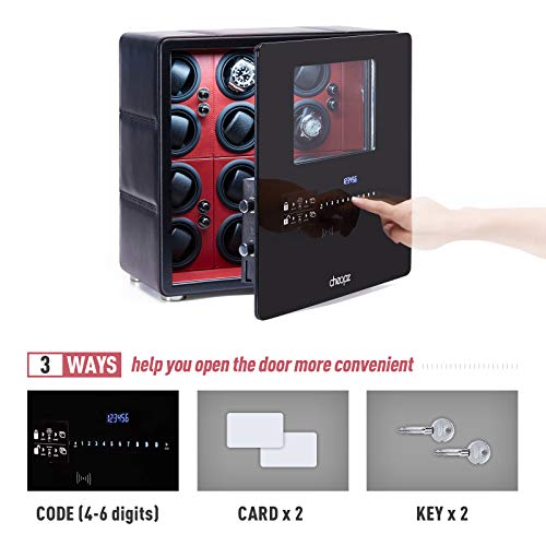 Cheopz Safe Watch Winder Box for 12 Automatic Watches with Dual Digital & Card Key Lock Security