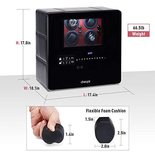 Cheopz Safe Watch Winder Box for 12 Automatic Watches with Dual Digital & Card Key Lock Security