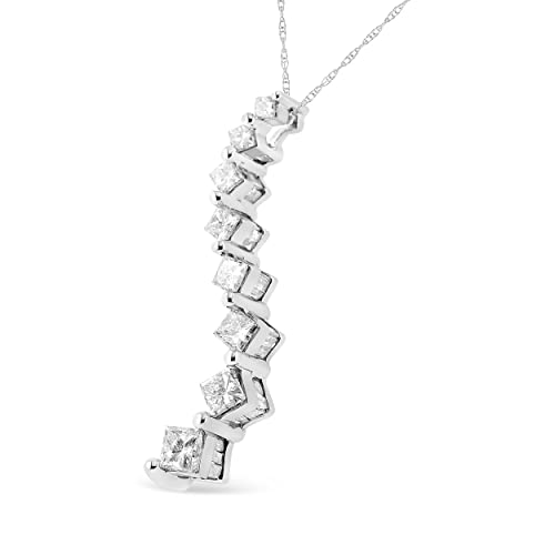 Haus of Brilliance 14K White Gold 2.00 Cttw Princess-cut and Baguette-Cut Diamond Journey 18