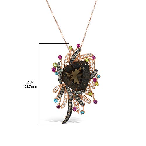 2/3 Carat Chocolate Diamond with Semi Precious Gemstones and Trillion Cut Smoky Quartz Pendant Necklace for Women in 14k Gold (Fancy Brown, SI1-SI2, cttw) on 18 Inch Chain with Spring Ring by LeVian