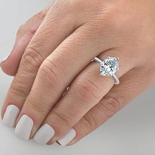 14k White Gold 3.18Ct Oval Solitaire Diamond Engagement Ring High Polished 6-Prong IGI Certified Lab Grown (H/VS2)