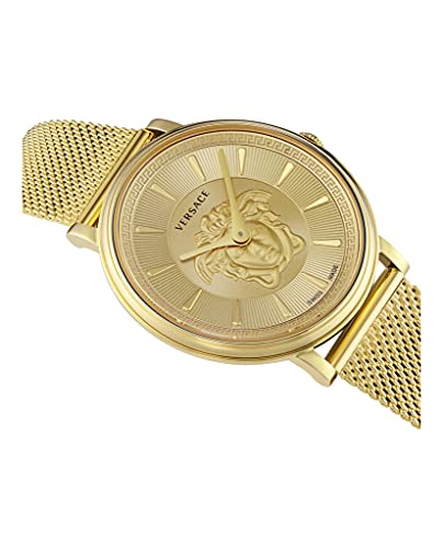 Versace Womens Ion Plated Yellow Gold 38 mm V-Circle Bracelet Watch VE8102219