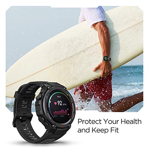 Amazfit T-Rex Pro Smart Watch for Men Rugged Outdoor GPS Fitness Watch, 15 Military Standard Certified, 100+ Sports Modes, 10 ATM Water-Resistant, 18 Day Battery Life, Blood Oxygen Monitor, Black