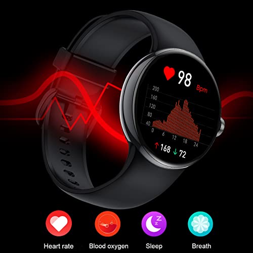 ZILSPY Smart Watch with Text and Call 1.3   AMOLED Full Touch Voice Control Fitness Watch with 100+ Sports/SpO2 /Sleep /Heart Rate Monitor Android Smart Watches for Women Men (Black)