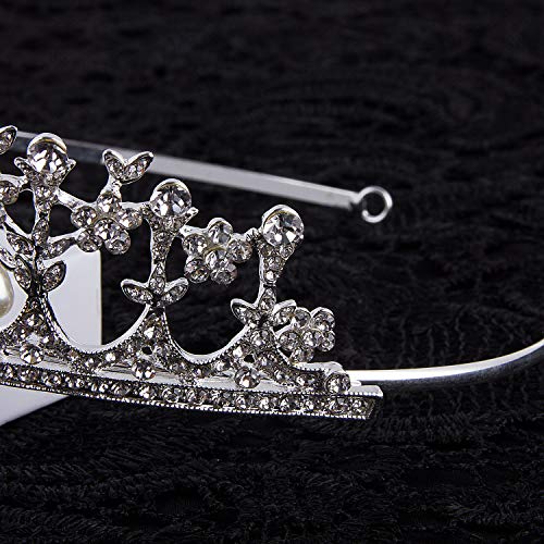 CROWN GUIDE Crystal Rhinestone Queen Bride Tiara Crown for Women Girls Headdress Vintage Bridal Birthday Prom Wedding Tiaras and Crowns Hair Jewelry Accessories Silver