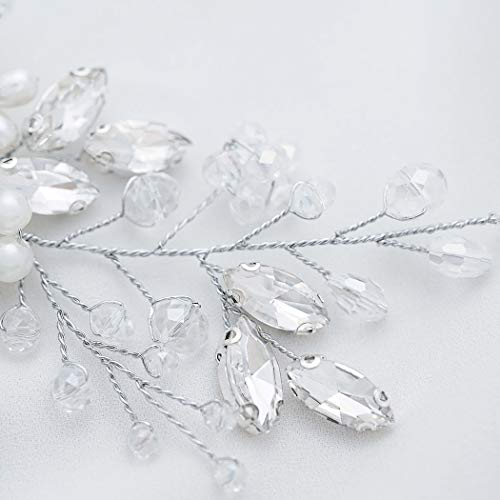 Jakawin Bride Wedding Hair Comb Flower Girls Bridal Hair Accessories Hair Piece for Women and Girls HC034 (Silver)