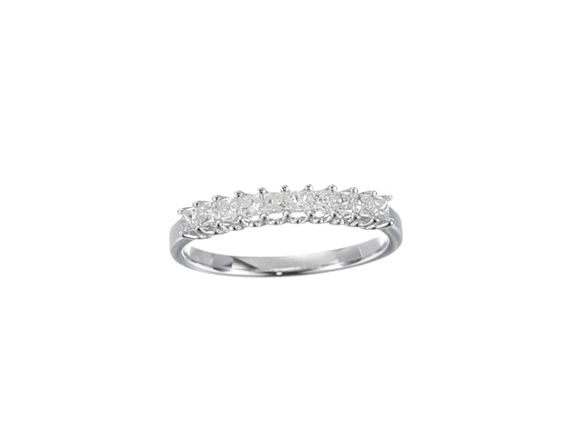 14k White Gold Princess-Cut Diamond Wedding Band (1/2cttw, H-I Color, I1-I2 Clarity)